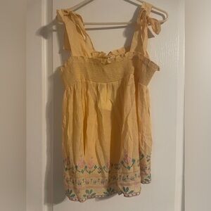 NWT Perch‎ by Blu Pepper Butter Yellow Bohemian Floral Embroidered Blouse 2X